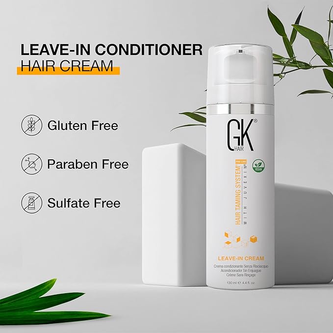 GK HAIR Global Keratin Leave In Conditioner Cream (4.4 Fl Oz/130ml) Conditioning Hydrating Smoothing Moisturizing & Frizz Control For Dry Damaged Hair Taming before Swimming or Exercise-Velvo Beauty
