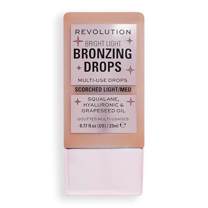 Revolution Beauty, Bright Light Bronzing Drops, Bronze & Glow Face & Body Drops Infused with Hyaluronic Acid, Bronze Scorched, 0.77 Fl. Oz.-Velvo Beauty