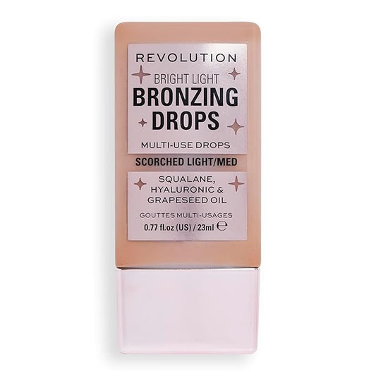 Revolution Beauty, Bright Light Bronzing Drops, Bronze & Glow Face & Body Drops Infused with Hyaluronic Acid, Bronze Scorched, 0.77 Fl. Oz.-Velvo Beauty
