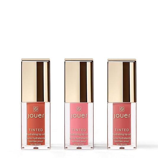 Jouer Bonnes Fêtes Deluxe Mini Lip Oil - Tinted Hydrating Lip Oil Gloss – Moisturizing Dry Lip Treatment Serum - Fragrance Free Tinted Lip Oil - Jojoba Seed Oil and Apricot Oil Formula - Valued at $42-Velvo Beauty