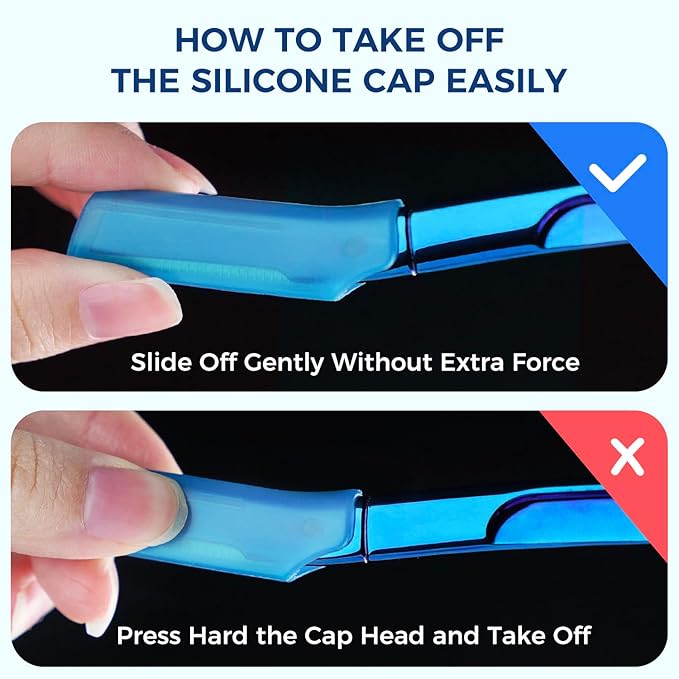 ZOMCHI Eyebrow Razor, Face Razors for Women&Men, Eyebrow Trimmer with Protective Silicone Cap, Dermaplane Razor-Easy&Safe Hair Removal(Blue,11 Blades)-Velvo Beauty