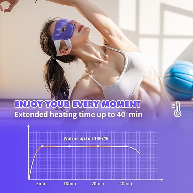 18 Packs Lavender Steam Eye Masks for Dry Eyes 40 Mins Warm Eye Mask Heated Eye Mask Reduce Puffiness Dark Circles Travel Essentials Eye Masks for Sleep Disposable(Lavender,Hollow)-Velvo Beauty