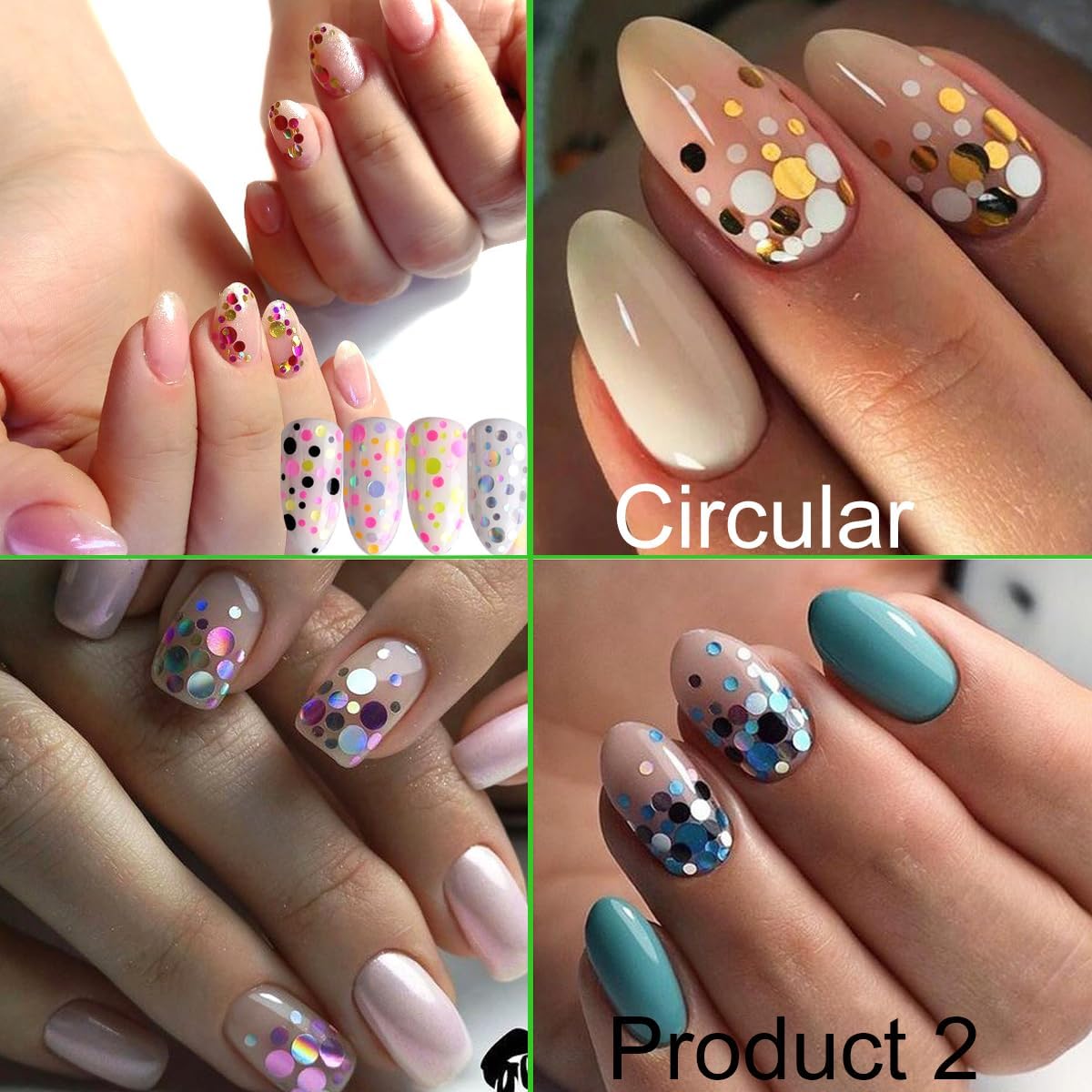 3 Boxes 36 Grids Holographic Nail Art Sequins Mermaid Hexagon Round Square Nail Glitter Decoration,DIY Chunky Holographic Supplies 3D Laser Flakes Sparkly Acrylic-Velvo Beauty