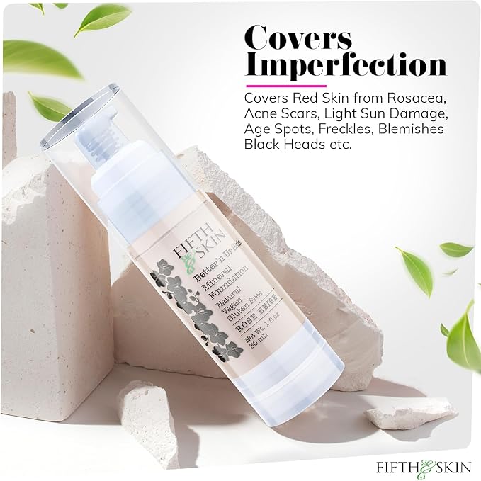 Fifth & Skin: Better’n Ur Skin Liquid Foundation (PORCELAIN) - Natural, Organic, Vegan, Cruelty-Free - Gluten-Free Beauty with Buildable Coverage and Palm-Free Luxury - 1 oz-Velvo Beauty