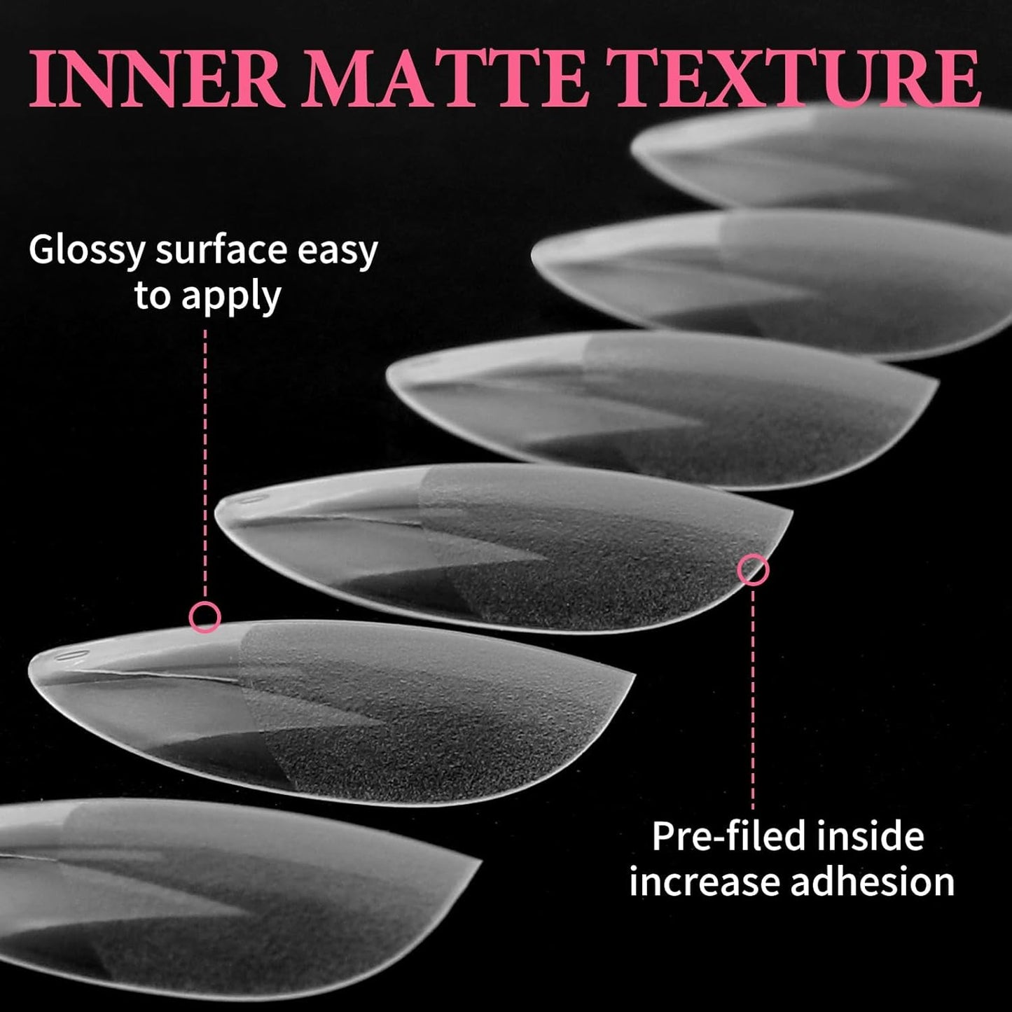 EBANKU Medium Almond Nail Tips, 550 Pcs Matte Clear Acrylic Press-on Nails, Pre-shaped Half Matte Full Cover Clear Acrylic Nails Gel Kit False Nail Tip Press on Nails for Nail Extension DIY Salon-Velvo Beauty