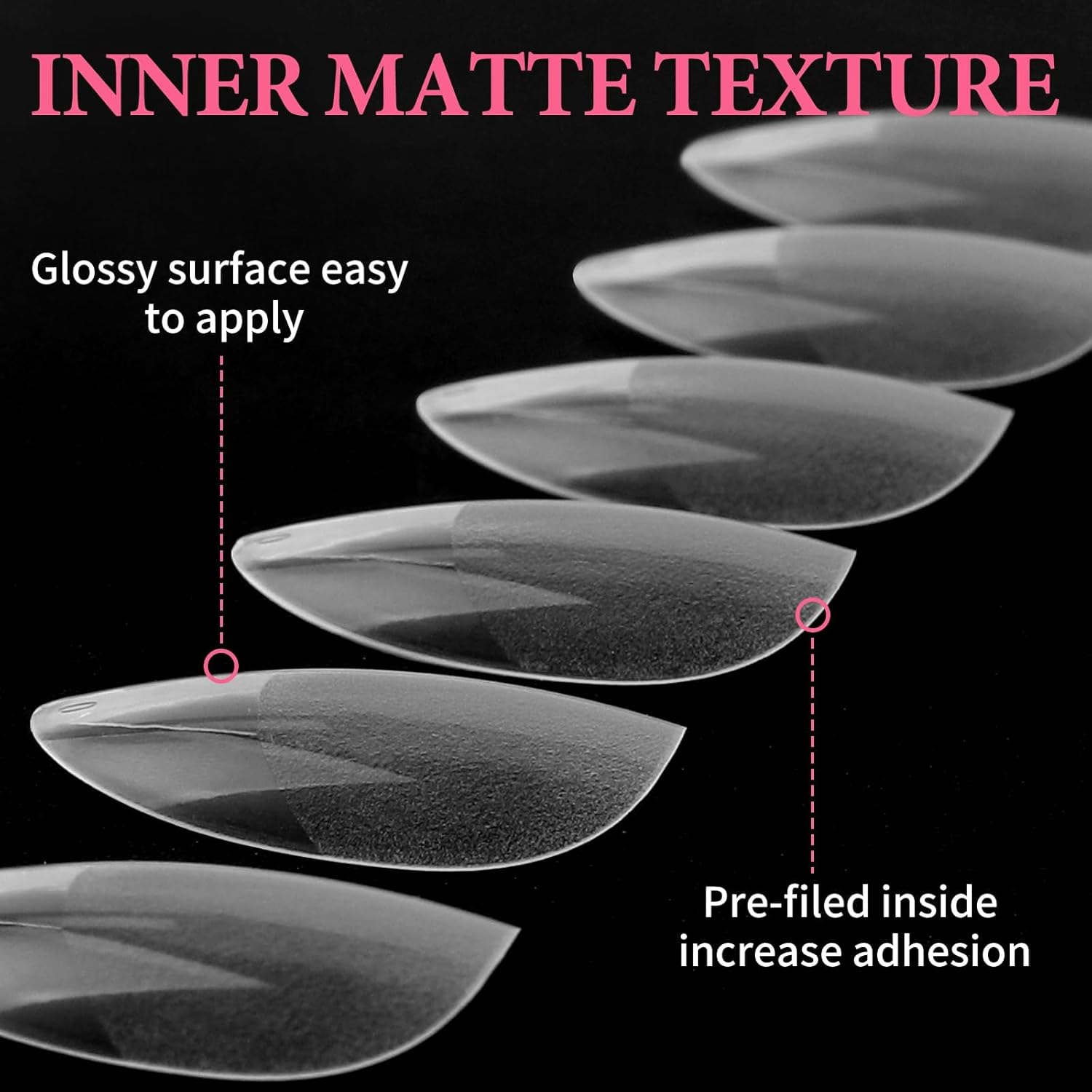 EBANKU Medium Almond Nail Tips, 550 Pcs Matte Clear Acrylic Press-on Nails, Pre-shaped Half Matte Full Cover Clear Acrylic Nails Gel Kit False Nail Tip Press on Nails for Nail Extension DIY Salon-Velvo Beauty