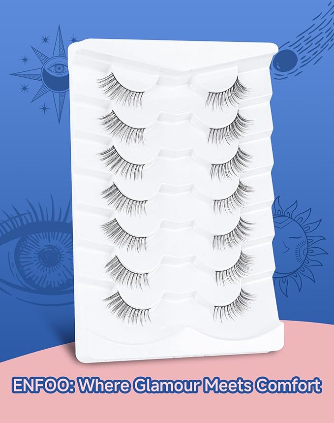 3/4 Lashes Half Natural Wispy Eyelashes Flared Corner Eyelashes False CatEye Lash Half Small Eyelash 7 Pairs D47-Velvo Beauty