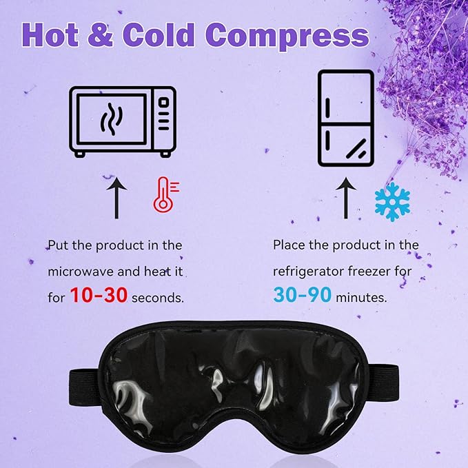 Cooling Gel Eye Mask Reusable Cold Eye Mask, Frozen Eye Mask Ice Eye Compress Ice Pack, No Freeze, Cool Relaxation, Comfort Snug Fit, Eye Cover Ice Mask with Mineral Mud for Office, Home, 2PCS-Velvo Beauty