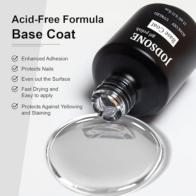 JODSONE 4 Bottles of 15ML Nail Primer Base Coat Top Coat and Builder Gel Which Helps Better Fit the Gel Polish-Velvo Beauty