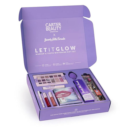 Carter Beauty Let It Glow Make Up and Teeth Whitening Set for Women 10 Pc-Velvo Beauty