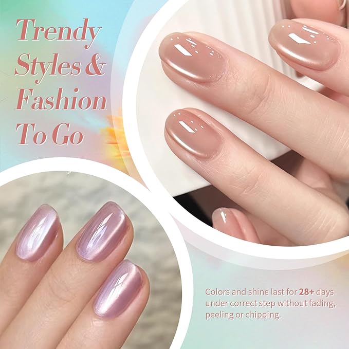 Born Pretty Magnetic Gel Nail Polish Water Light Magnetic Eye Gel Jelly Glass Crystal Glitter Shimmer Auroras Magnetic Gel Nail Art Manicure Kit 6PCS-Velvo Beauty