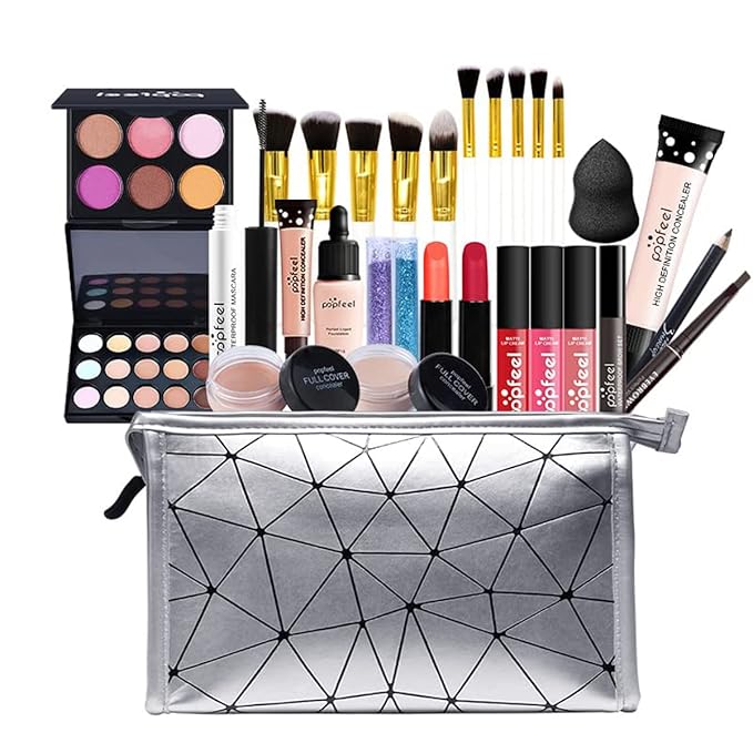 Multipurpose All in One Makeup Kit Full Kit with Eyeshadow Palette Lipstick Blush Powder Foundation Concealer Lip Gloss Mascara makeup kit for women-Velvo Beauty