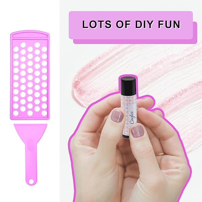 Lip Balm Filling Tray Kit - 1x Filling Tray, 1x Spatula, 50x Lip Balm Tubes (Black), 50x Writable Sticker (3 colors), 50x Printed Stickers (Transparent) - DIY Homemade Lip Balm - Gift Idea-Velvo Beauty