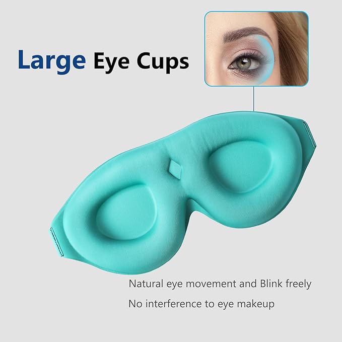 ALASKA BEAR 100% Blackout Sleep Mask for Women and Men, 3D Pillowy Soft Light Blocking Eye Mask with Contoured Eye Cups, Earplugs Set, Blue-Velvo Beauty