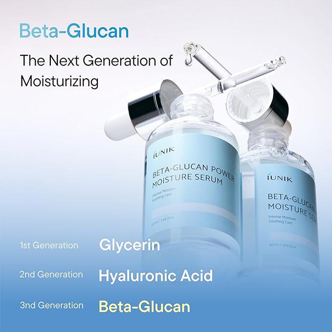 IUNIK Beta-Glucan Power Deep Moisture Vegan Serum Intense Hydration Mushroom Yeast Extracts Naturally-derived - Dry Mature Sagging Sensitive Skin Cell Regenerating Lifting Korean Skincare-Velvo Beauty
