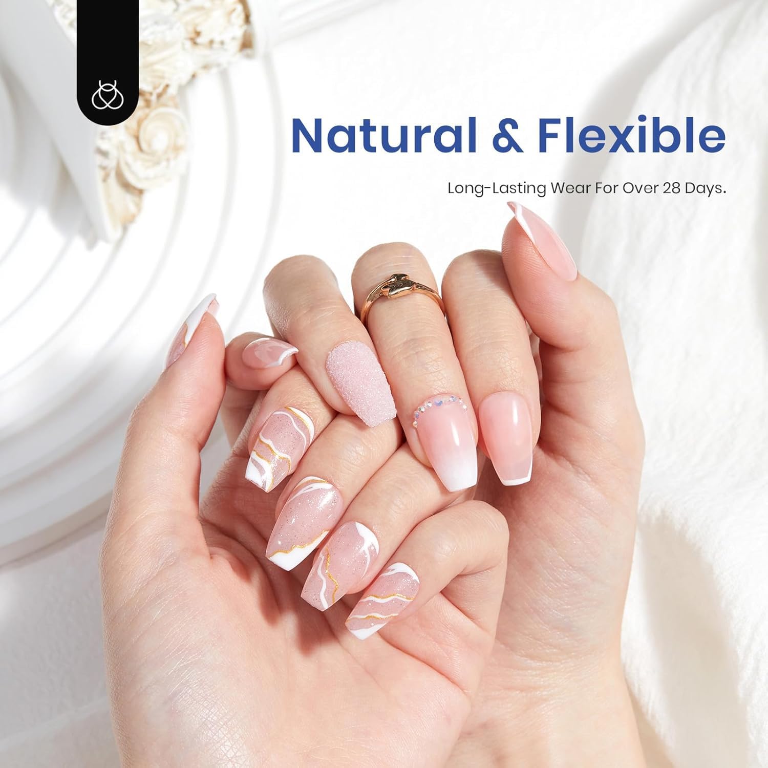 Beetles Gel Nail Kit Coffin: 504Pcs False Nail Tips Easy Nail Extension Set Short Coffin Shape 5 In 1 Nail Glue Uv Led Lamp Acrylic Gel Nail Kit DIY Nails Art Gifts for Women-Velvo Beauty