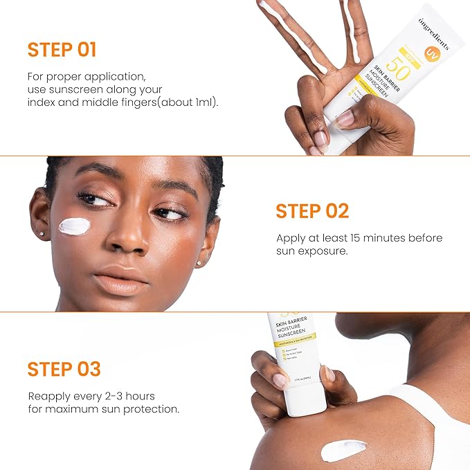 ONGREDIENTS Skin Barrier Moisture Sunscreen Broad Spectrum SPF 50, Glowy Finish, Non-Sticky, No White Cast, Hydrating, Moisturizing, Airy Texture, Korean Skin Care, All Skin Types (1.7 fl. Oz)-Velvo Beauty