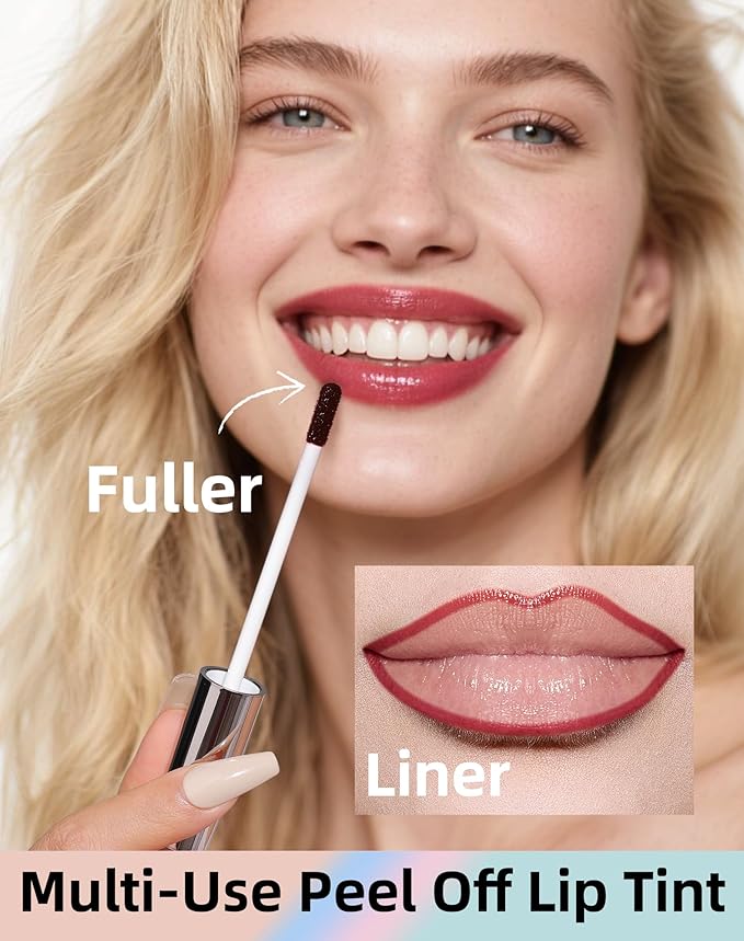 KIMUSE Lip Stain Peel Off, Peel Off Lip Liner Stain with Tweezer, Long Lasting, Waterproof, Transfer Proof Lipstains Color, Smudge-Free, Easy Removal, Matte Finish-Velvo Beauty