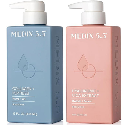 MEDIX Firming Collagen Cream + Hyaluronic Acid Body Lotion 2PC Set | Anti Aging Firming Lotion & Face Moisturizer For Women, Crepey Skin, Stretch Marks, & Dry Skin | Skin Care Products, 2PC Bundle-Velvo Beauty
