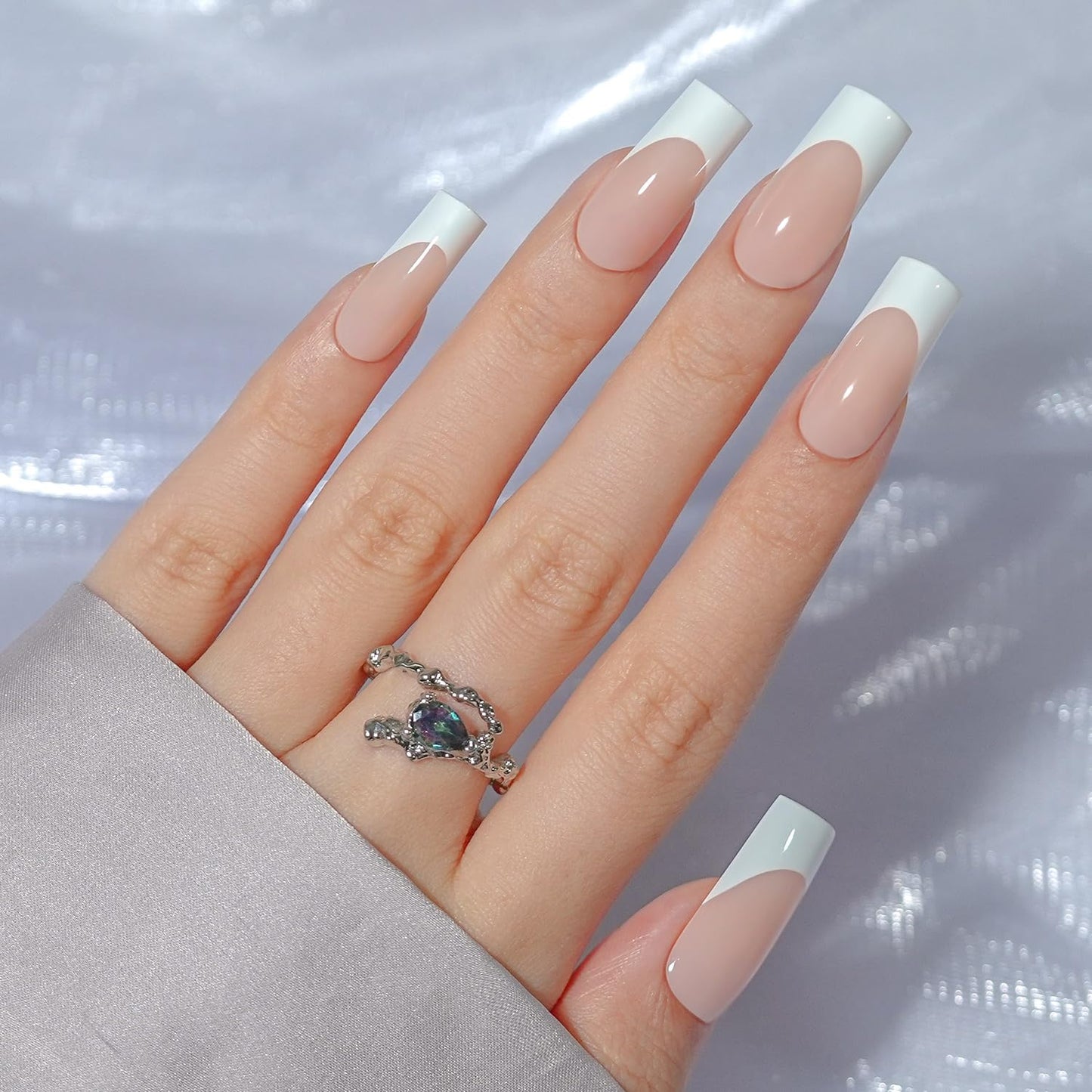 French Gel Nail Tips - Jofay Fashion French Tip Press on Nails 10-Piece Set 320Pcs, 3 in 1 Nude long Square Nail Tips, No Need to File Acrylic Fake Nails for Nail Art DIY & Nail Extension, 16 Sizes-Velvo Beauty