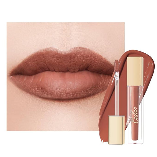 Oulac Matte Liquid Red Lipstick for Women, Orange-Brown Tones Red Lip Gloss Long Lasting, Highly Pigmern Lip Color with Vitamin E & Rose Oil, Waterproof, Vegan & Cruelty-Free M04-Velvo Beauty