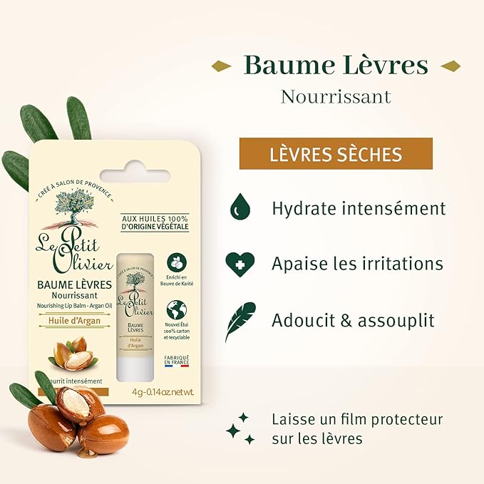 Nourishing Lip Balm Stick - Enriched with Argan Oil - Softens and Smooths Dry Lips - Made with Natural Vegetable Oils - 0.14 oz-Velvo Beauty