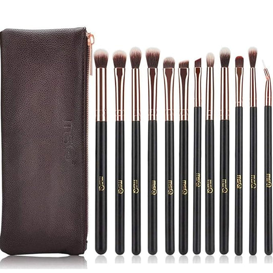 MSQ Eyeshadow Brushes 12pcs Eye Make Up Brush Set with Bag (PU Leather Pouch) Soft Synthetic Hairs for Eyeshadow, Eyebrow, Eyeliner, Blending, Best Gifts - Rose Gold-Velvo Beauty
