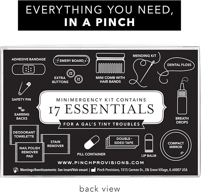 Pinch Provisions Rose Gold Minimergency Kit, includes 17 Travel-Sized Cosmetic Essentials, Convenient for Purses, Emergency Beauty Accessories, Gifts for Holiday’s & Birthday’s-Velvo Beauty