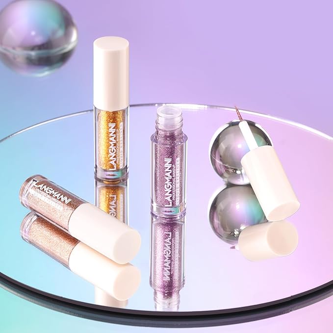 LANGMANNI 10Pcs Liquid Glitter Eyeshadow Korean Makeup Set, Shimmer,Pigmented,Long Lasting,Quick Drying,Easy to Apply Crystals Glitter Eyeshadow (10pcs Set)-Velvo Beauty
