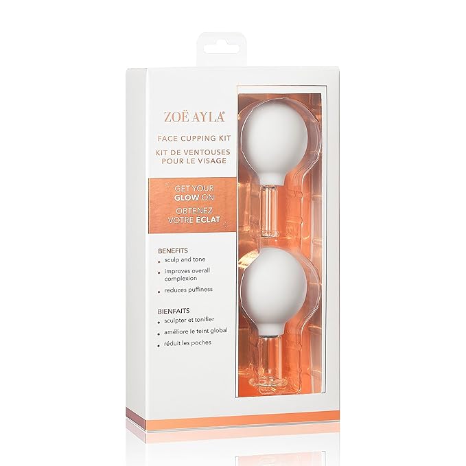 Zoe Ayla Facial Cupping Set, 2 Pcs - Cupping Kit for Massage Therapy - Improves Skin Appearance - Promotes Blood Circulation - Sculpts and Tones - Reduces Puffiness - 1 Large Cup - 1 Small Cup-Velvo Beauty