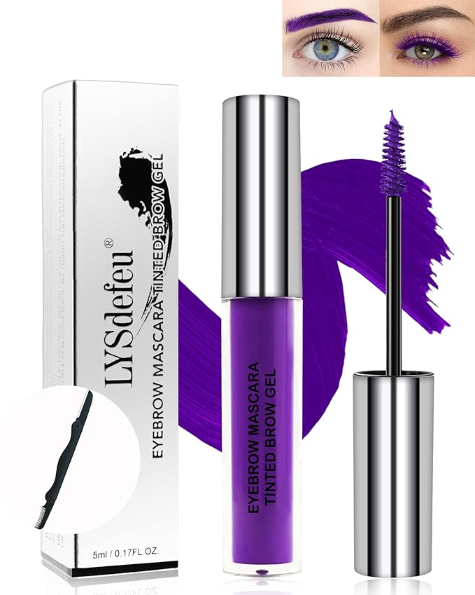 Tinted Eyebrow Mascara Gel-1Pcs Long-lasting Waterproof Smudge-proof Purple Brow Glue Colored Liquid Mascara,Tinted Brow Filler Curling Mascara,Women‘s Day Eye Makeup Gift for Women Girl-08-Velvo Beauty