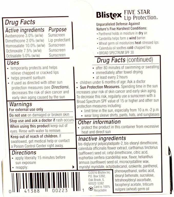 Blistex 5 Star Lip Protct Size .15oz, 3 pack-Velvo Beauty