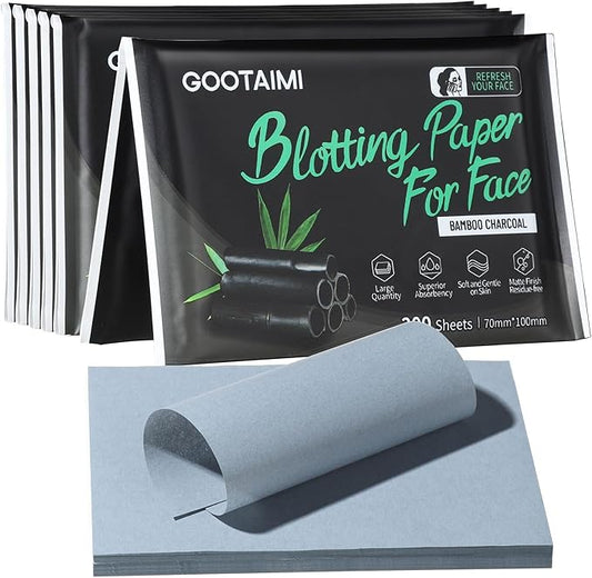 1200PCS Blotting Paper for Oily Skin, Natural Bamboo Charcoal Blotting Paper, 100 * 70MM Large Oil Blotting Sheets for Face, Makeup-Velvo Beauty