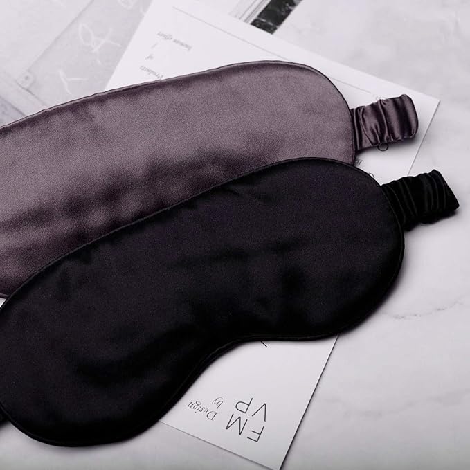 Silk Sleep Mask Light Blocking Luxury 100% Mulberry 19mm Silk Eye Mask Eye Cover Blindfold Ultra Soft Light & Comfy Anti Aging Skin Care with Travel Bag Gift Package-Velvo Beauty