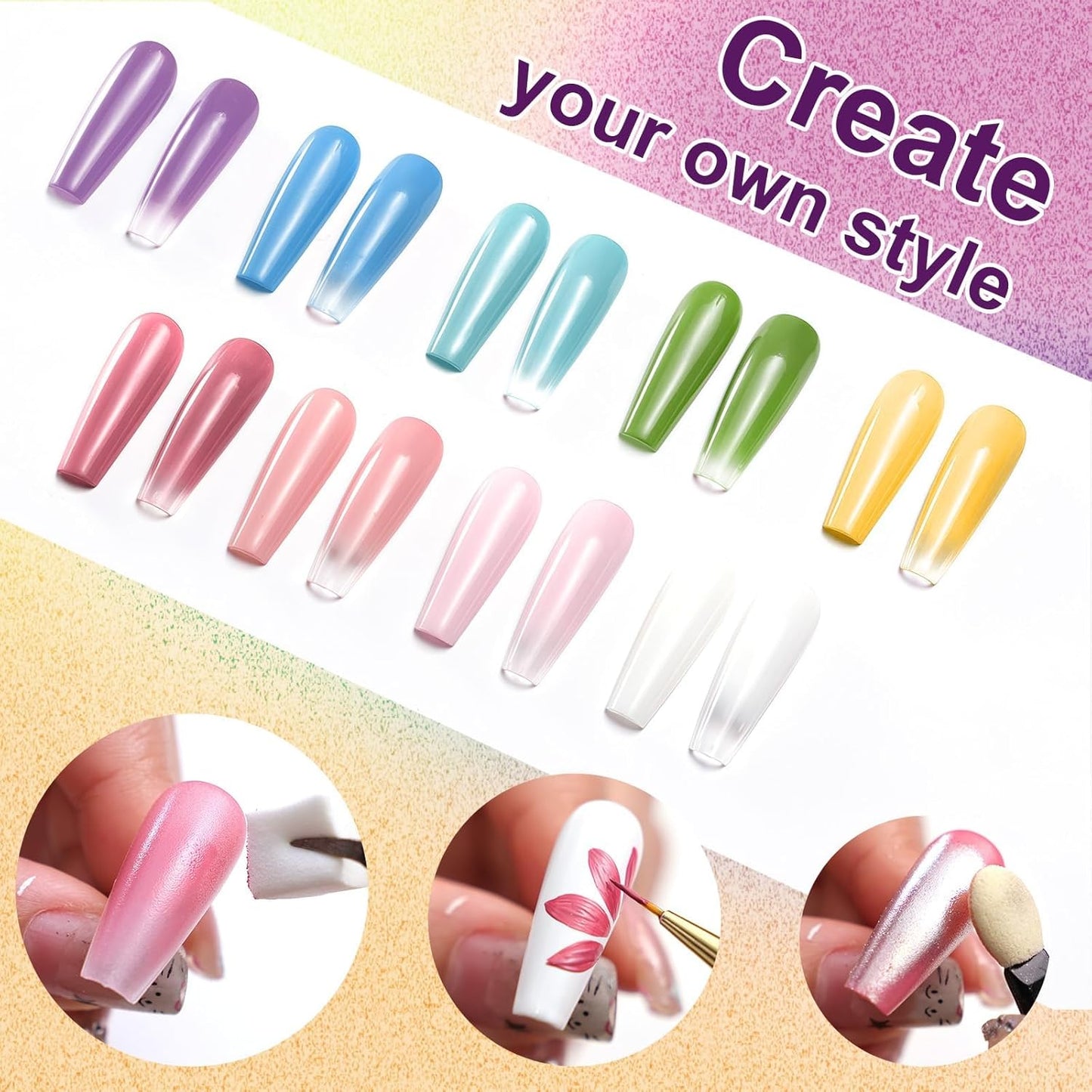 Gradient Painting Gel, 9 Bright Colors Ombre Gel Nail Polish Light Pink Blue Summer Kit Sponging for Pigment Pat Nails Aura Nails French Manicure Soak Off UV Bloom Summer-Velvo Beauty