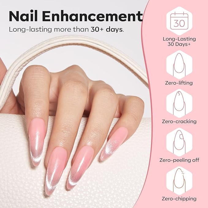 modelones Builder Nail Gel, 8-in-One Jelly Pink Builder, Peachy Pink Rubber Base Gel Polish, LED Lamp Cured Nude Color Base Hardener, Apex Building Strengthener Extension for Girls Home DIY Salon-Velvo Beauty