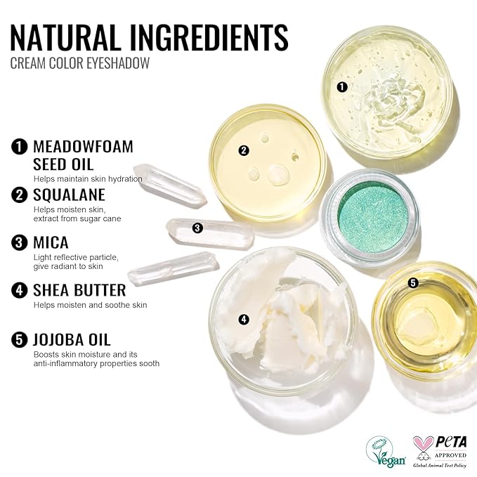 Oulac Shimmer Cream Eyeshadow also for Highlighter Blendable Eye Shadow Waterproof&Long Lasting with Moisturizing Formula Soft Shimmer Eye Make-up,Vegan & Cruelty-Free,6g 23-Velvo Beauty