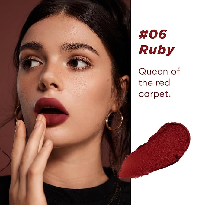 ITY Velvet Matte Finish Lip Stain-Mousse Textured Lip Clay, Red Shade, Conceals Lip Lines, Rich Pigment Lip Tint Lipsticks, 0.14 oz (4g) in Ruby-Velvo Beauty
