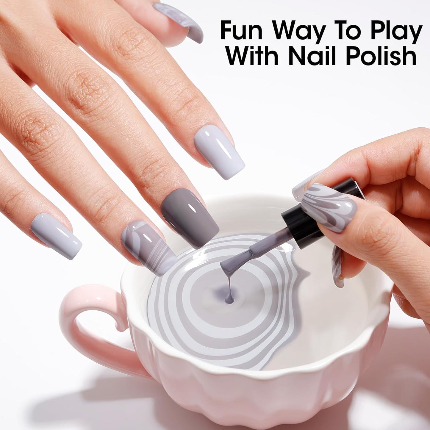 Gellen 4 Colors Black White Gray Nail Polish Set & Base Top Coat, Fall Winter Trendy Winter Black White Grey Regular Nail Polish Quick Air Dry Set for Women DIY Nails Home Salon, Hema Free, Toxin Free-Velvo Beauty