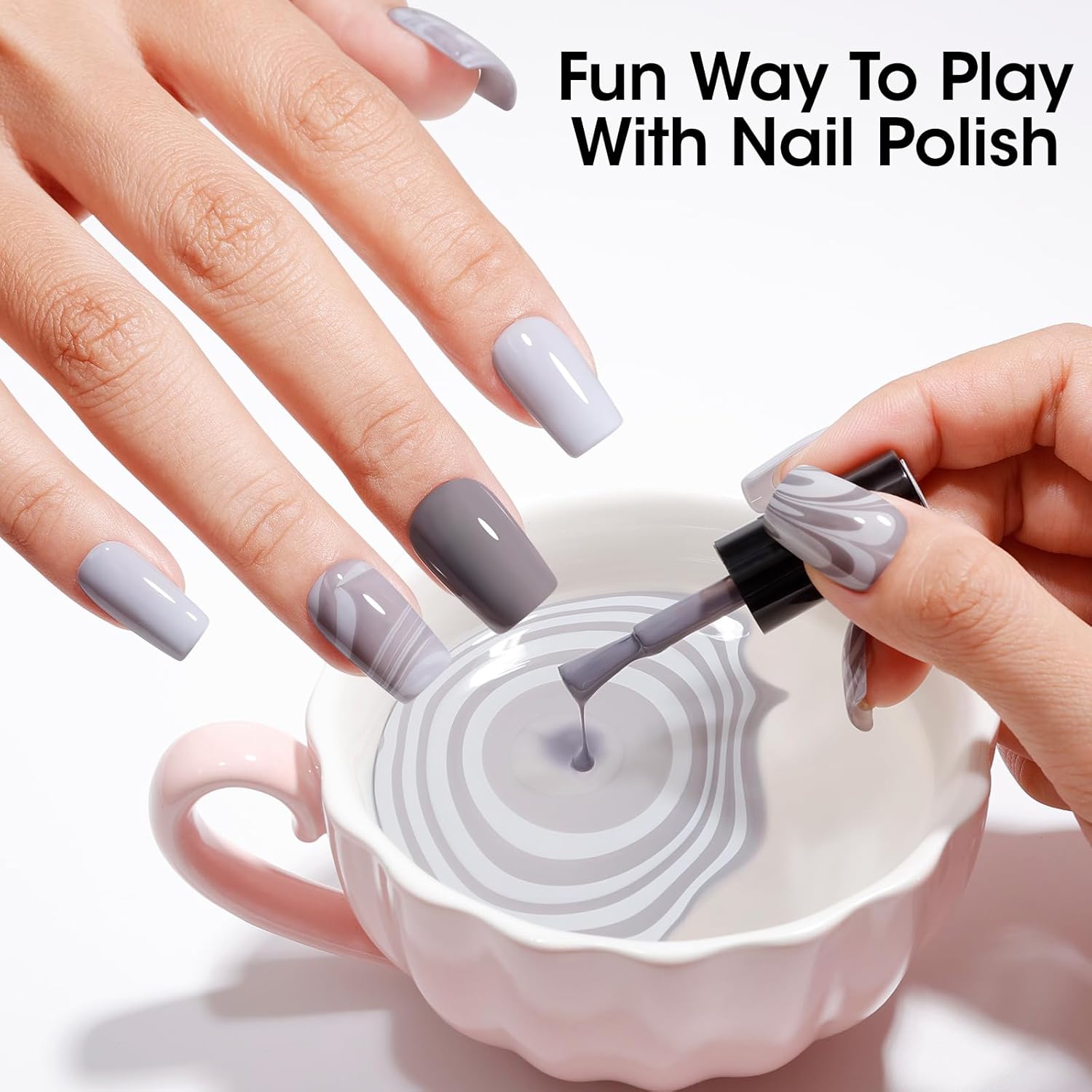 Gellen 4 Colors Black White Gray Nail Polish Set & Base Top Coat, Fall Winter Trendy Winter Black White Grey Regular Nail Polish Quick Air Dry Set for Women DIY Nails Home Salon, Hema Free, Toxin Free-Velvo Beauty