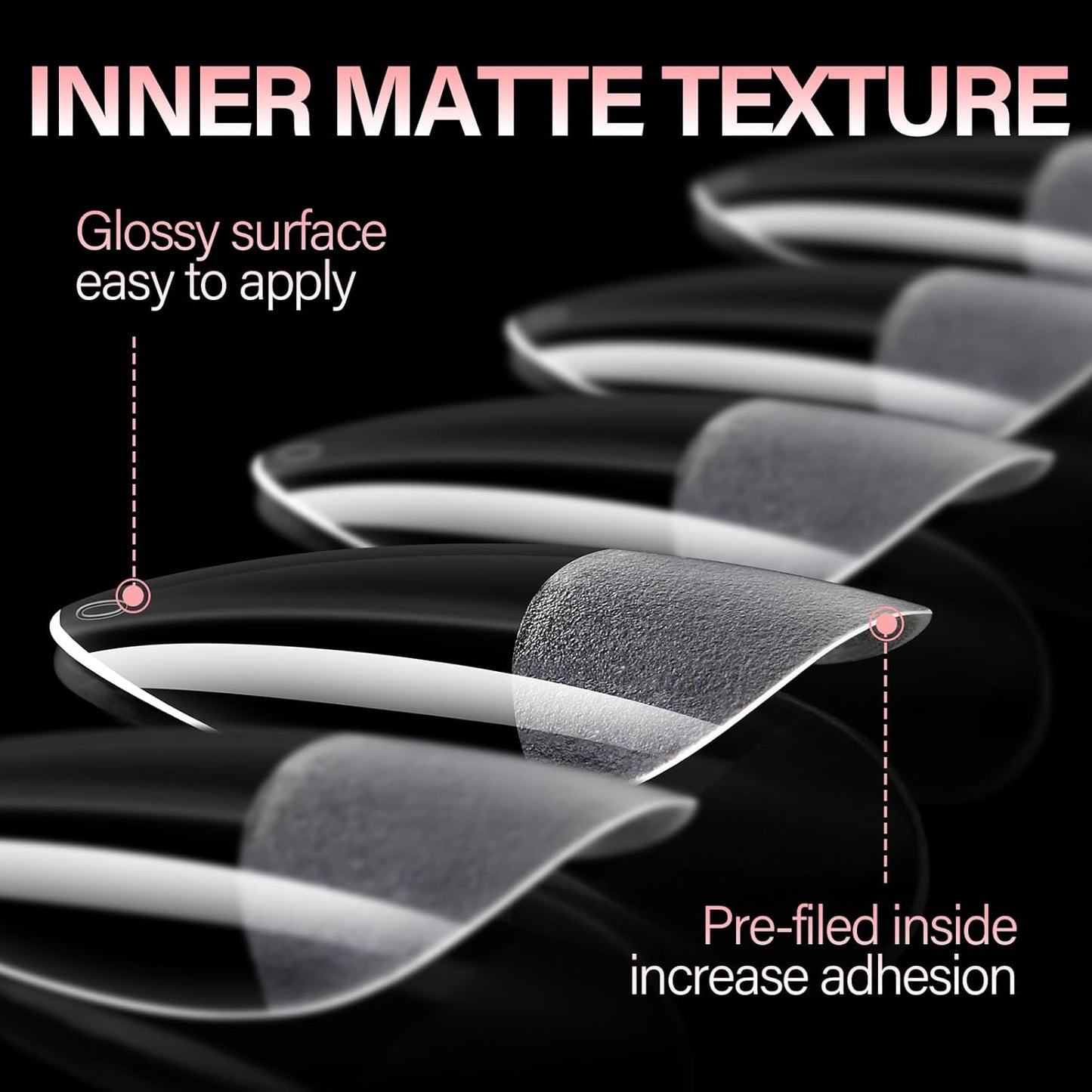 AILLSA Medium Almond Nail Tips Gel Half Matte Acrylic Nail Tips Clear Gelly Full Cover Pre-Filed Press on Nail tips Fake Nails For Extentions Manicure Salon Home DIY 216PCS 12 Sizes-Velvo Beauty