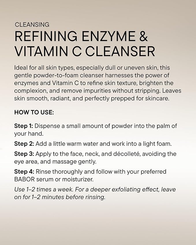 BABOR Refining Enzyme & Vitamin C Cleanser, Enzyme Powder Cleanser, Exfoliating Face Wash Polish, Gentle Facial Scrub to Brighten and Even Complexion-Velvo Beauty