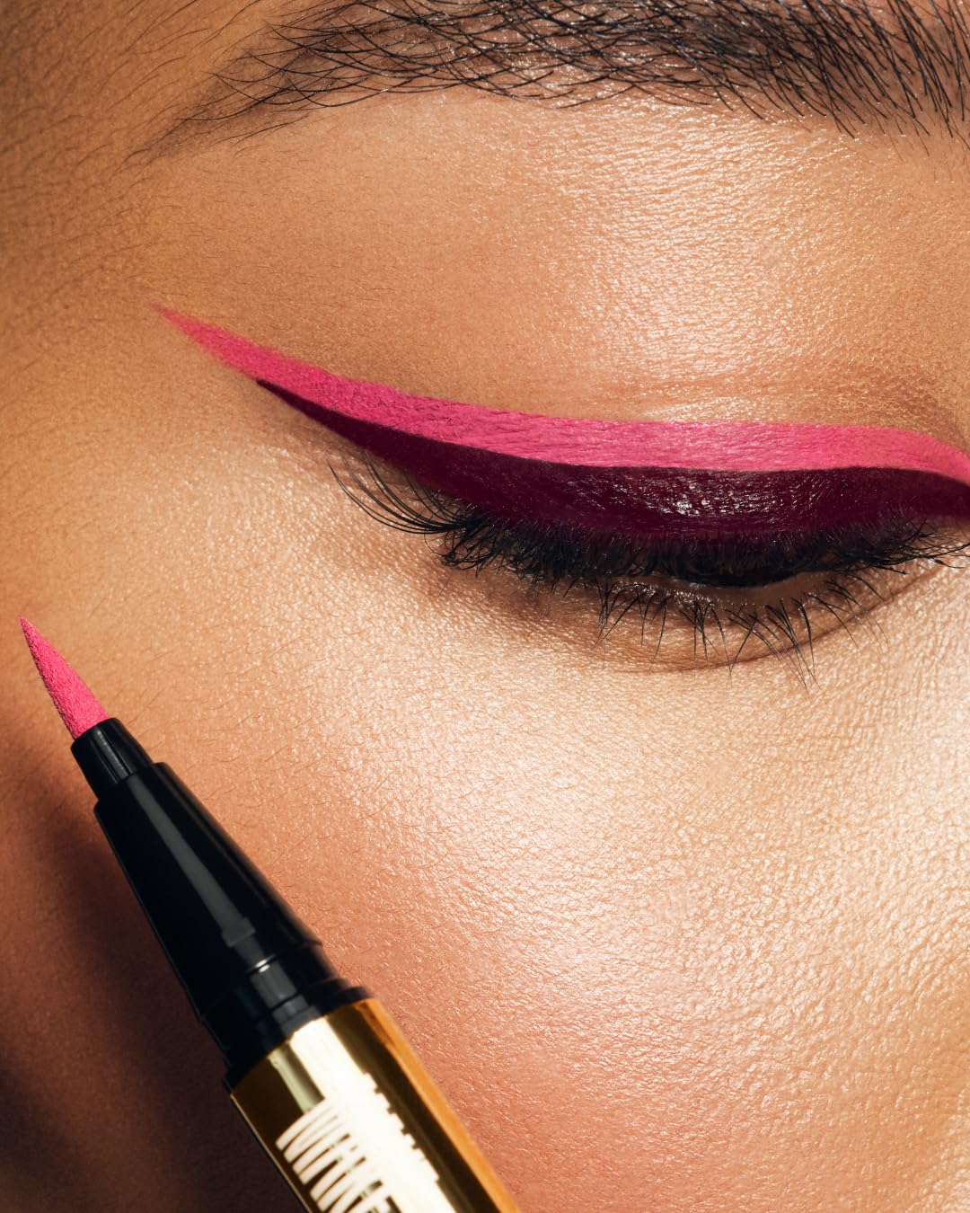 MAKE Beauty Liquid Line Waterproof Liquid Eyeliner Pen. Smudge-Proof Felt Tip for Precise Application of Lines, Wings, and Graphics. Long Lasting Eye Liner - Shade, Pink Star-Velvo Beauty