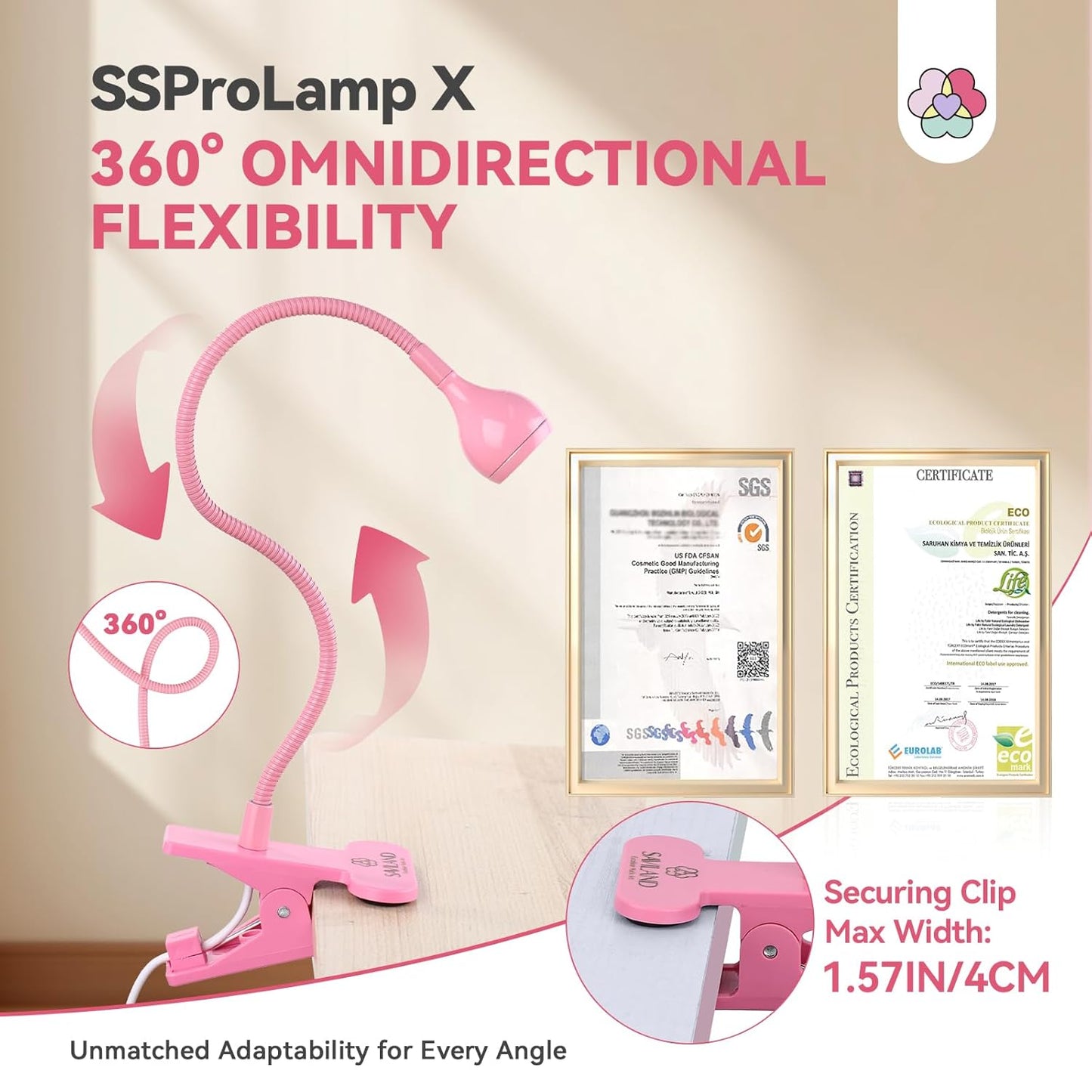 SAVILAND Gooseneck U V Lamp for Gel Nails: 2025 Pink LED U V Nail Gel Lamp 10s Flash Cure Light Gel Nail Tips Lamp with Desk Clip for Gel Nail Polish Mini Nail Dryer for Manicure Gel Light-Velvo Beauty