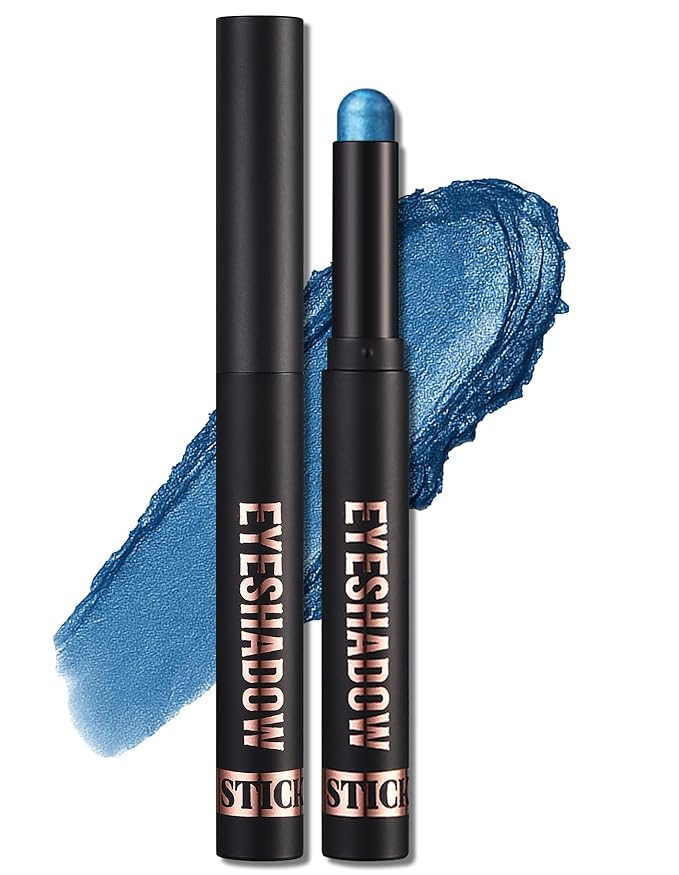 Erinde Shimmer Cream Eyeshadow Stick, Long Lasting Metallic Eye Shadow Sticks, Waterproof Creamy Glitter Eyeshadow Pencil, High Pigmented Blendable Neutral Eye Makeup, 23 Sapphire Blue Shimmer-Velvo Beauty