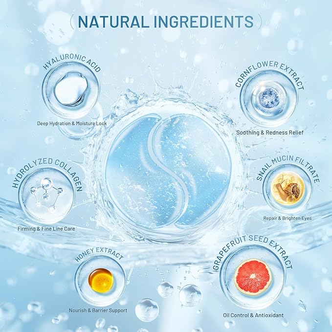 Under Eye Masks Patches - Hyaluronic Acid Collagen for Dark Circles,Eye bags, Fine Lines,puffiness Smoothing Skin Care Treatment Hydrating for Women and Men, (60 Pcs) Blue-Velvo Beauty