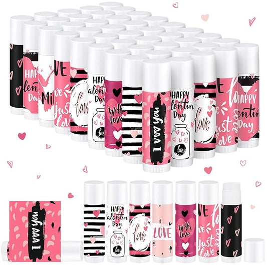 Dunzy 50 Pcs Thank You Gift Lip Balm Bulk Baby Shower Party Favors Bridal Shower Favor Lip Care with Assorted Fruit Flavors Thank You Lipstick for Guest Basket Gift Stuffer (Heart)-Velvo Beauty