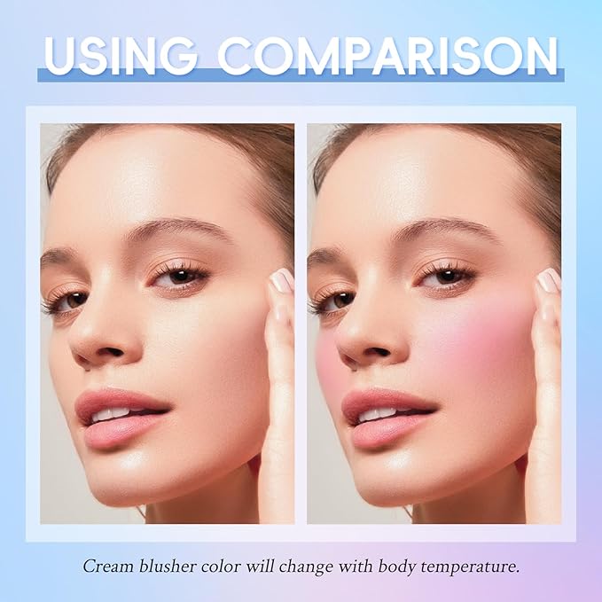 Color Changing Blusher, Black to Pink Blush for Cheek Tint PH Temperature Change Magic Moisturizing Multi-use Cream,LongLasting Waterproof Lightweight Natural-Looking Face Makeup-Velvo Beauty