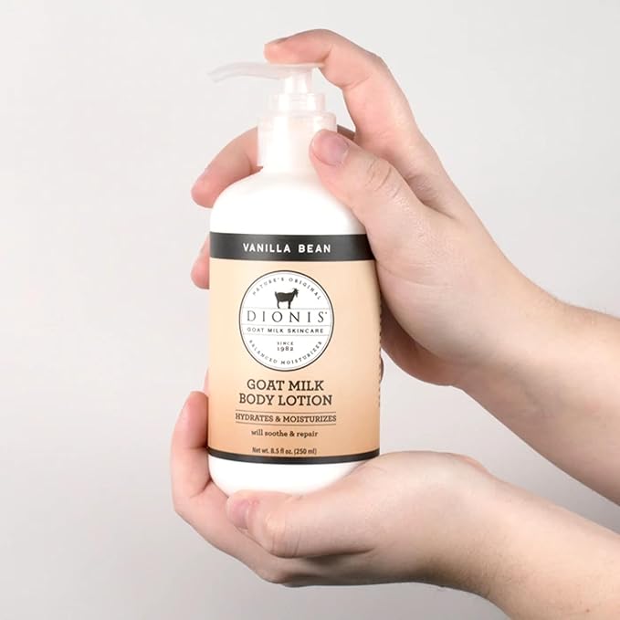 Dionis - Goat Milk Skincare Vanilla Bean Scented Sugar Scrub & Lotion Set (6 oz and 8.5 oz) - Made in the USA - Cruelty-free and Paraben-free-Velvo Beauty