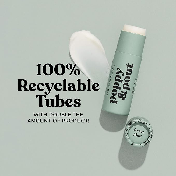 Poppy & Pout Sweet Mint Jumbo Lip Balm | All Natural Lip Balms & Moisturizers | Hydrates with Beeswax, Vitamin E, Organic Coconut Oil | Cruelty-Free | Lip Balm in Recyclable Cardboard Tube-Velvo Beauty